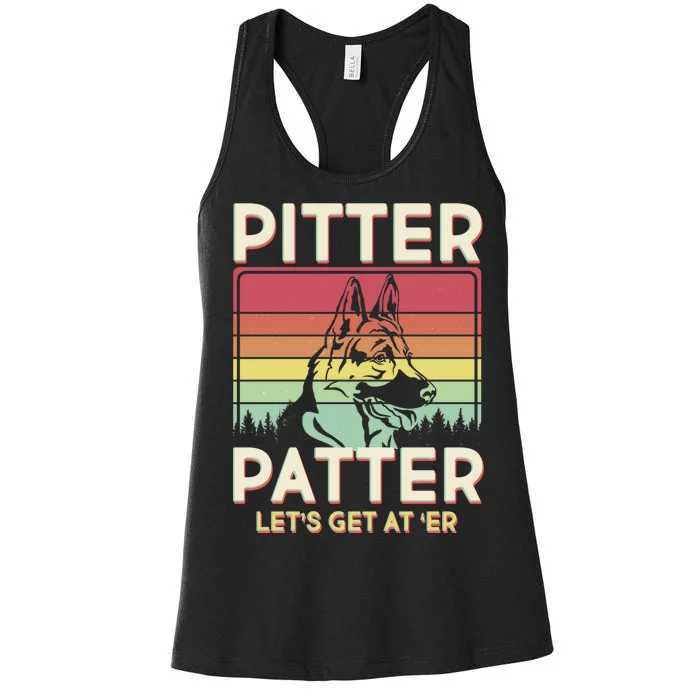 Vintage Pitter Patter Let's Get At 'Er German Shepard Women's Racerback Tank