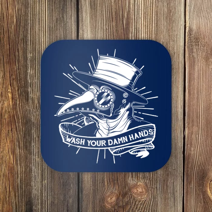 Vintage Plague Doctor Wash Your Damn Hands Coaster