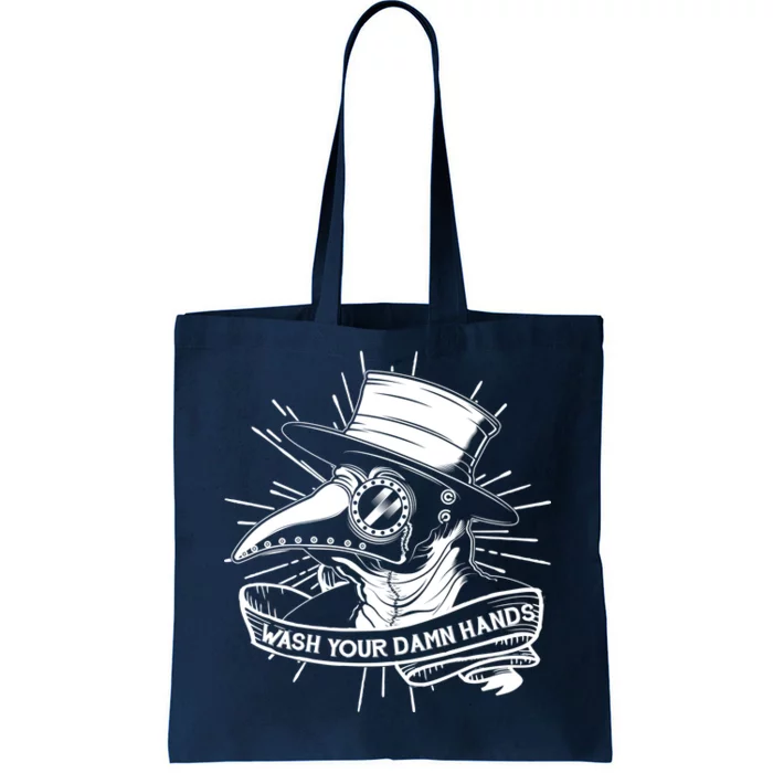 Vintage Plague Doctor Wash Your Damn Hands Tote Bag