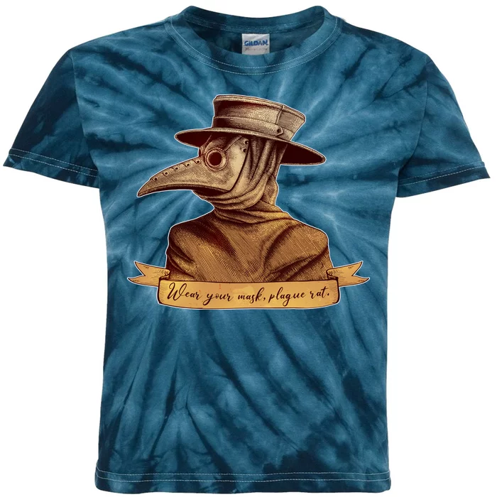 Vintage Plague Doctor Wear Your Mask Plague Rat Kids Tie-Dye T-Shirt