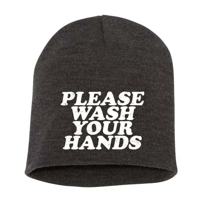 Vintage Please Wash Your Hands Short Acrylic Beanie