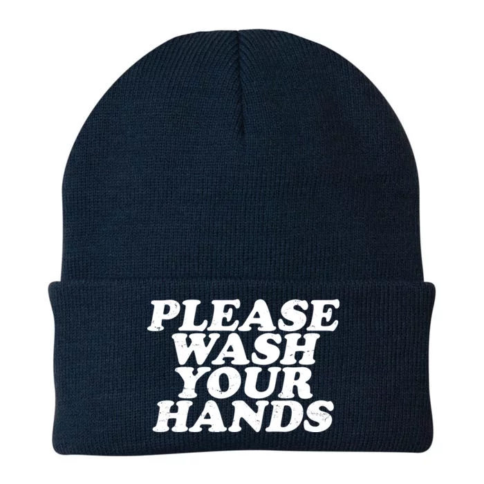 Vintage Please Wash Your Hands Knit Cap Winter Beanie