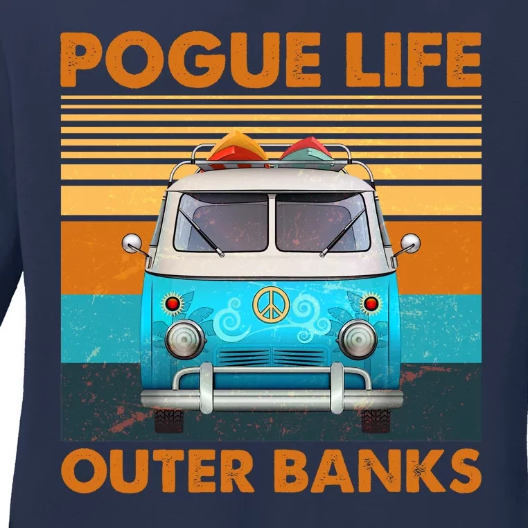 Vintage Pogue Life Outer Banks Surf Bus Ladies Long Sleeve Shirt