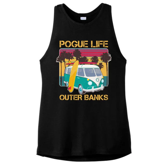 Vintage Pouge Life Outer Bank Beach Ladies Tri-Blend Wicking Tank