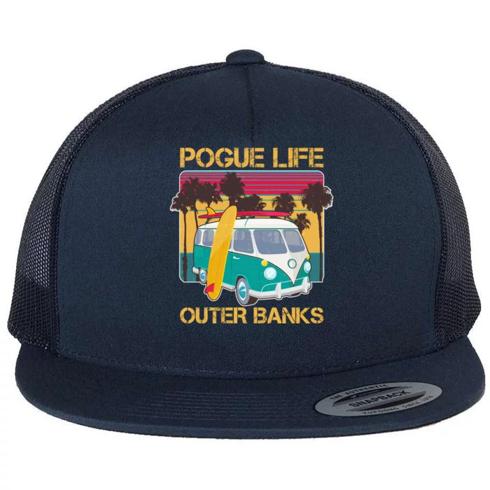 Vintage Pouge Life Outer Bank Beach Flat Bill Trucker Hat