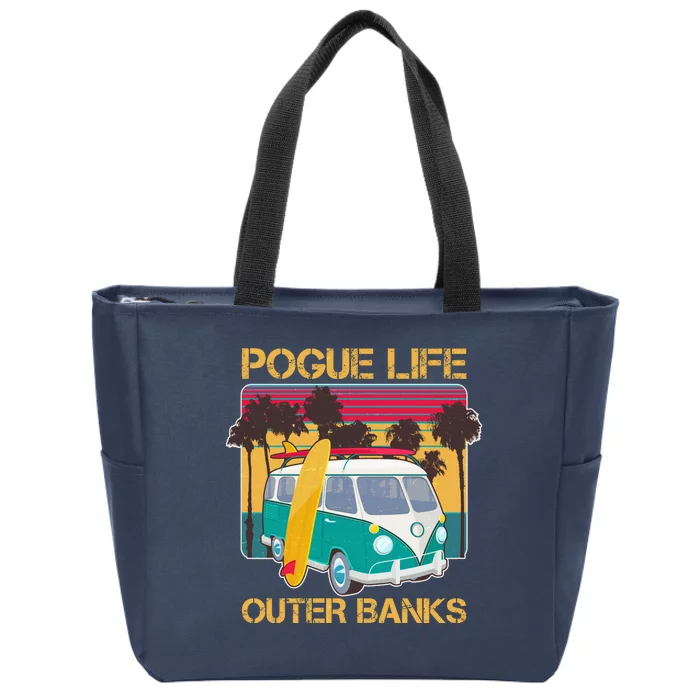 Vintage Pouge Life Outer Bank Beach Zip Tote Bag