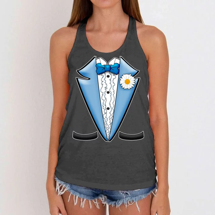 Vintage Powder Blue Suit Tuxedo Costume Women's Knotted Racerback Tank