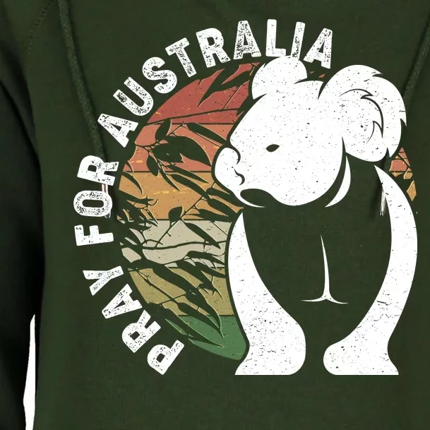 Vintage Pray For Australia Koala Womens Funnel Neck Pullover Hood