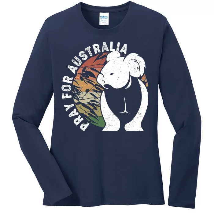 Vintage Pray For Australia Koala Ladies Long Sleeve Shirt