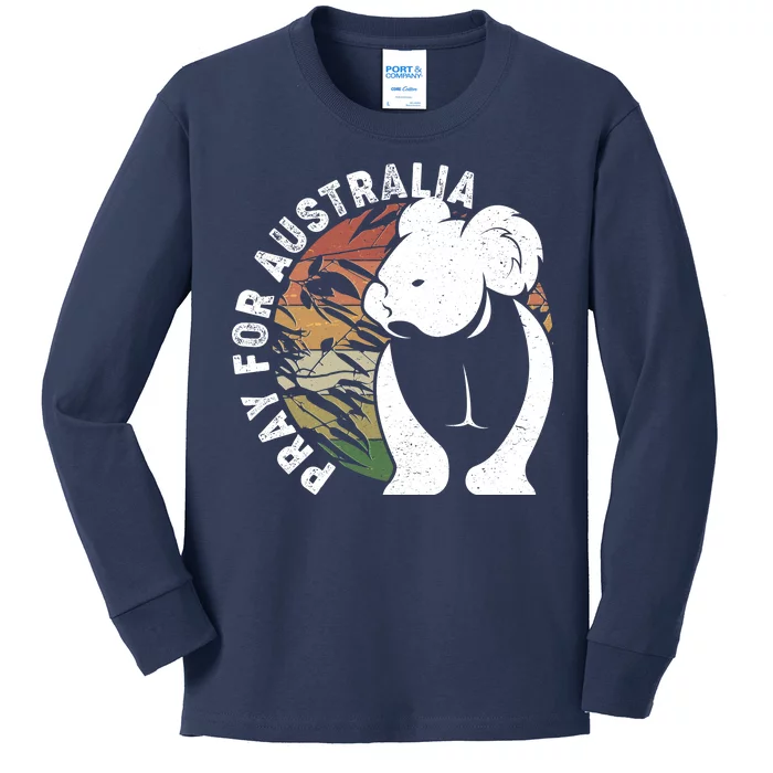 Vintage Pray For Australia Koala Kids Long Sleeve Shirt