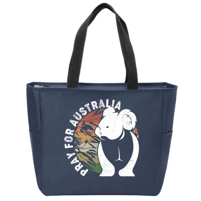 Vintage Pray For Australia Koala Zip Tote Bag