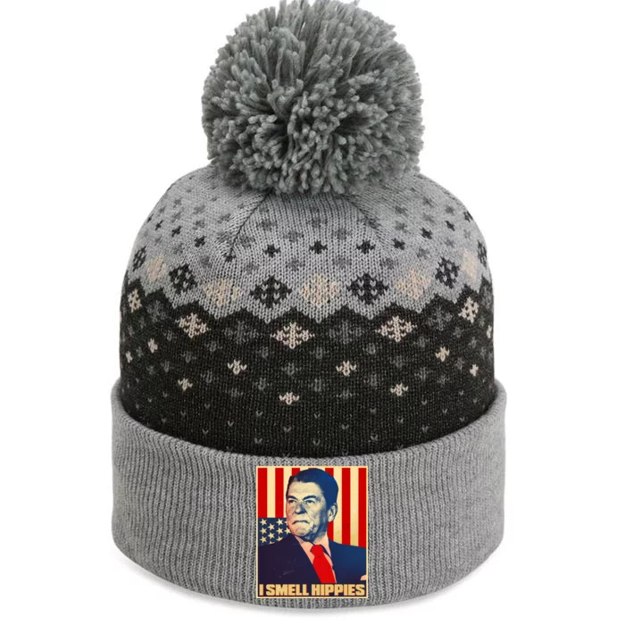 Vintage President Reagan I Smell Hippies The Baniff Cuffed Pom Beanie