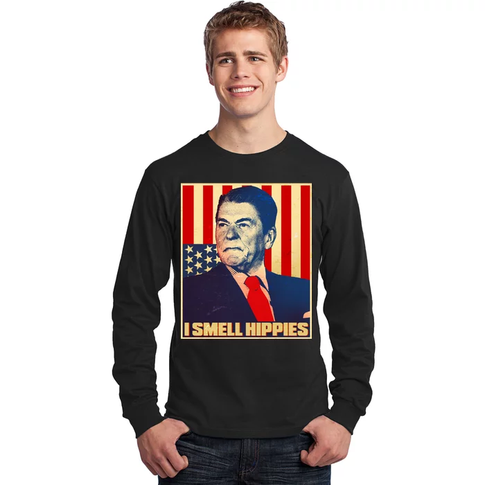 Vintage President Reagan I Smell Hippies Long Sleeve Shirt