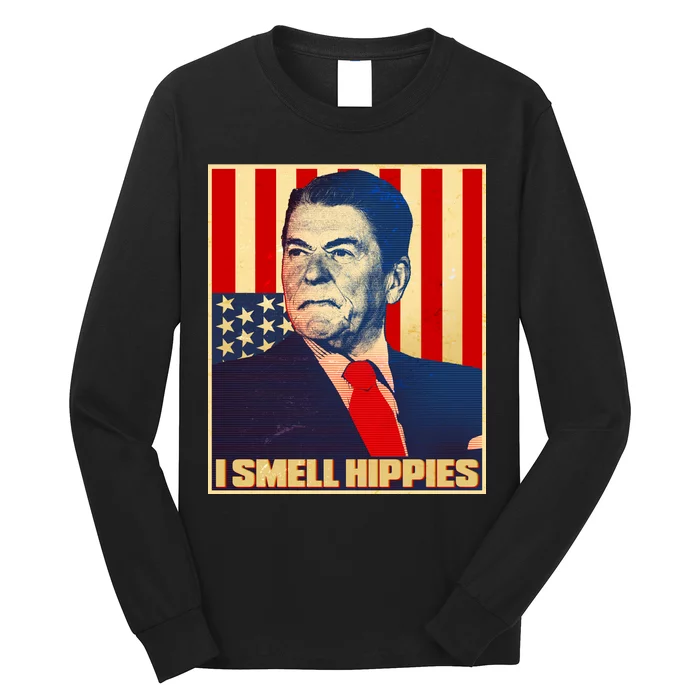 Vintage President Reagan I Smell Hippies Long Sleeve Shirt