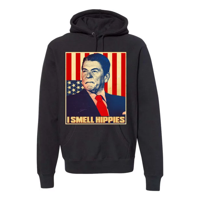 Vintage President Reagan I Smell Hippies Premium Hoodie