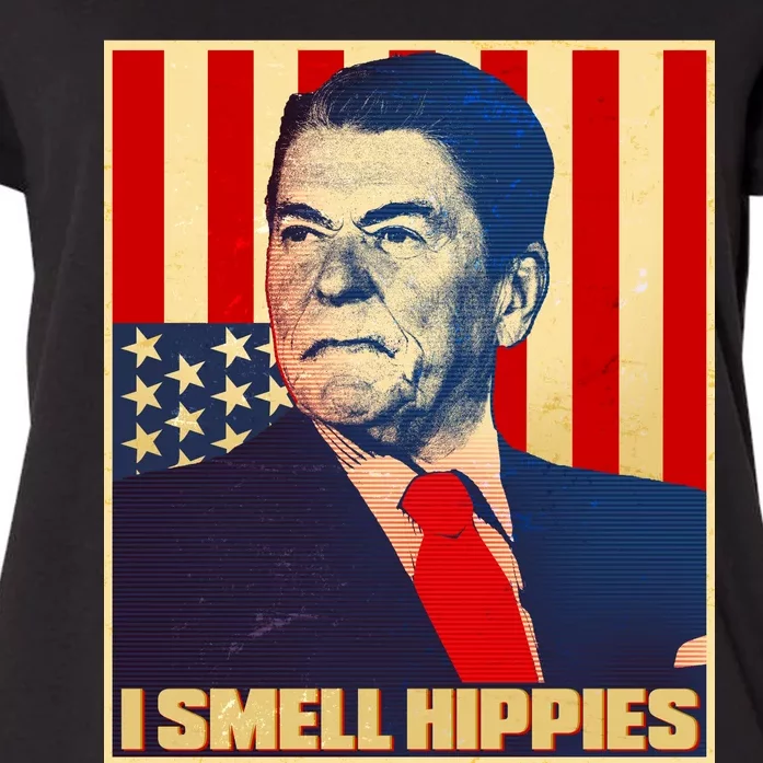 Vintage President Reagan I Smell Hippies Women's Plus Size T-Shirt
