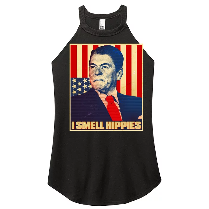 Vintage President Reagan I Smell Hippies Women’s Perfect Tri Rocker Tank