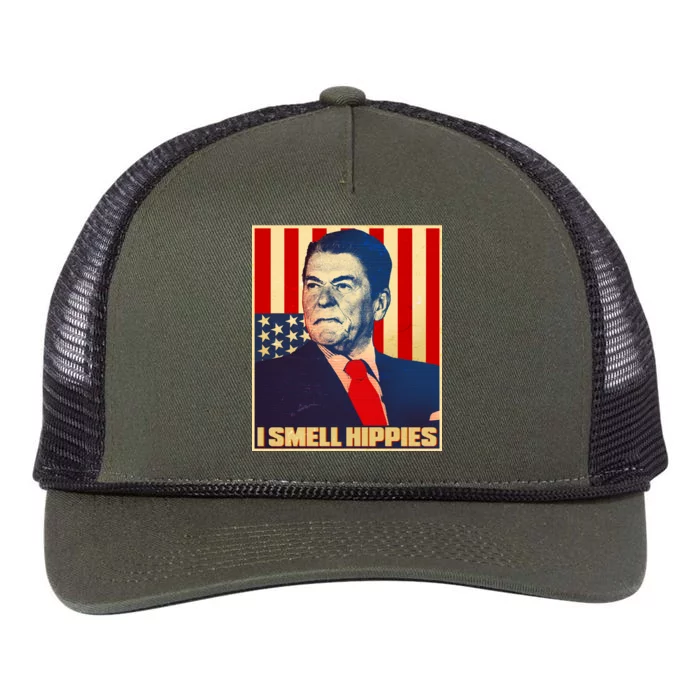 Vintage President Reagan I Smell Hippies Retro Rope Trucker Hat Cap