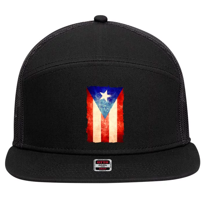 Vintage Puerto Rico Flag 7 Panel Mesh Trucker Snapback Hat