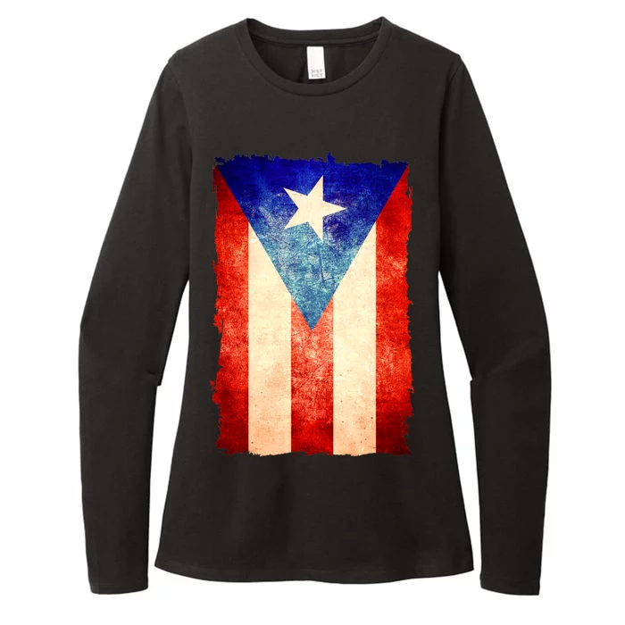 Vintage Puerto Rico Flag Womens CVC Long Sleeve Shirt