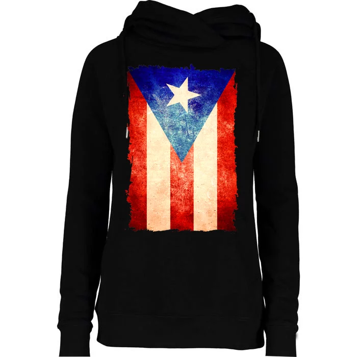 Vintage Puerto Rico Flag Womens Funnel Neck Pullover Hood