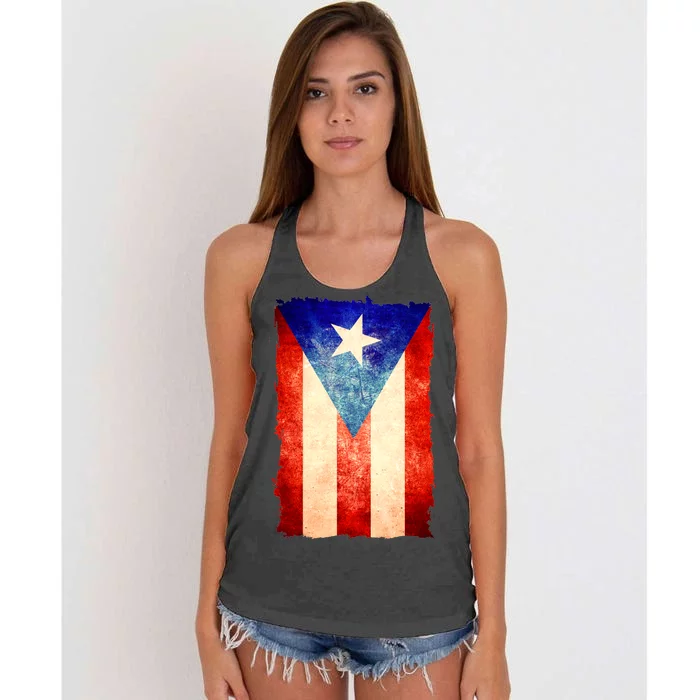 Vintage Puerto Rico Flag Women's Knotted Racerback Tank