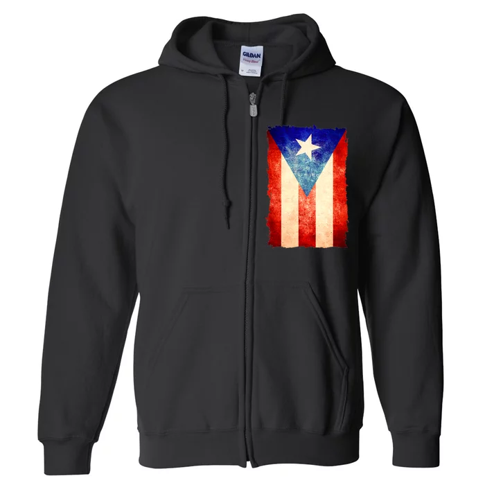 Vintage Puerto Rico Flag Full Zip Hoodie