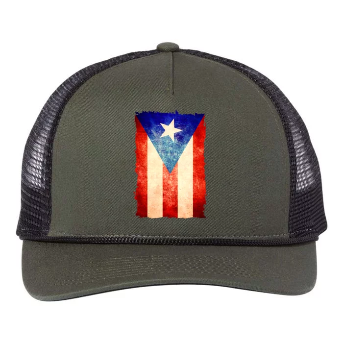 Vintage Puerto Rico Flag Retro Rope Trucker Hat Cap