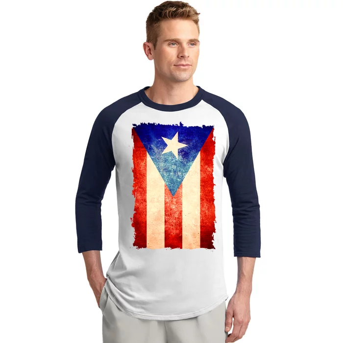 Vintage Puerto Rico Flag Baseball Sleeve Shirt