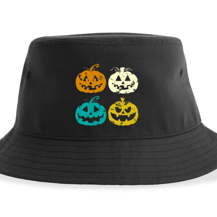 Vintage Pumpkin Halloween Sustainable Bucket Hat