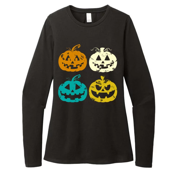 Vintage Pumpkin Halloween Womens CVC Long Sleeve Shirt