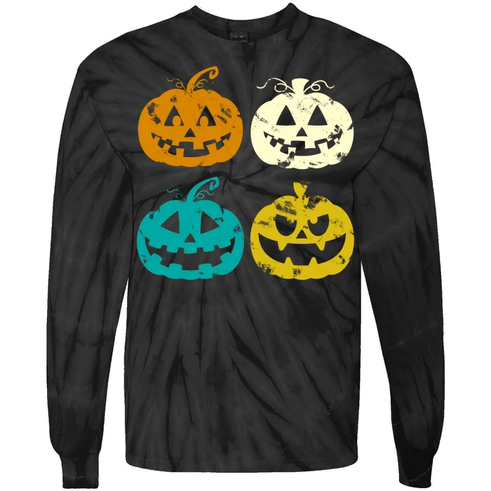 Vintage Pumpkin Halloween Tie-Dye Long Sleeve Shirt