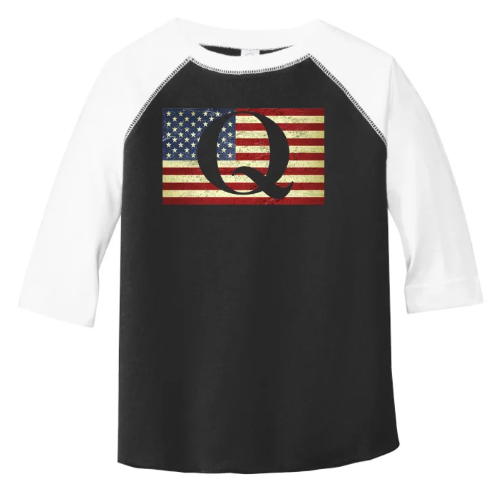 Vintage Q-Anon USA Flag Toddler Fine Jersey T-Shirt