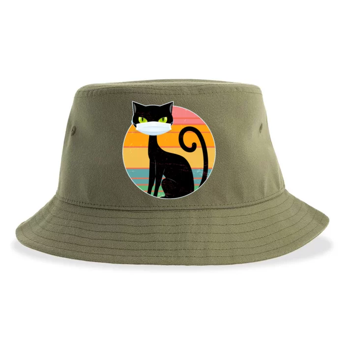 Vintage Quarantine Kitty Mask Sustainable Bucket Hat