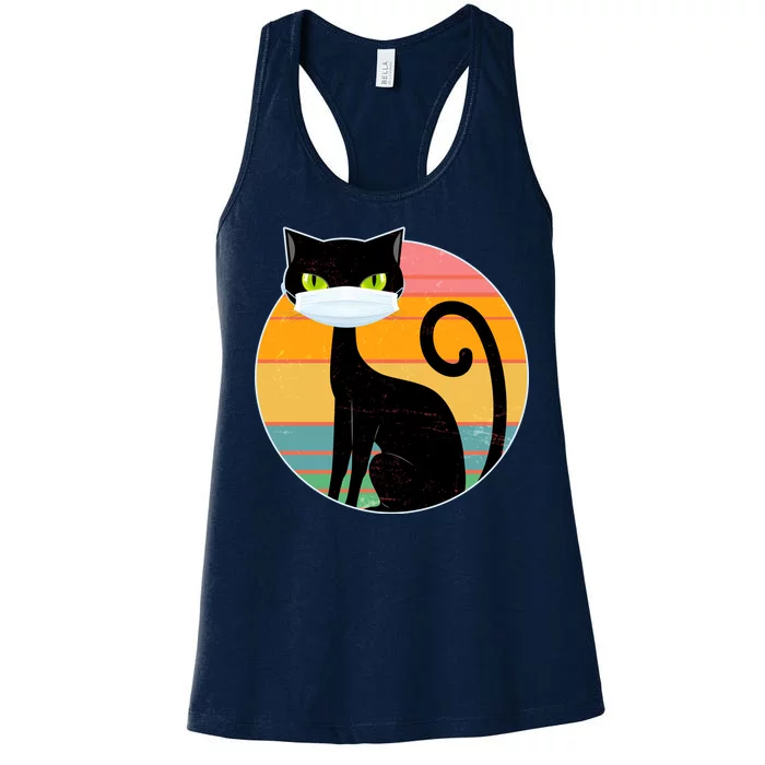 Vintage Quarantine Kitty Mask Women's Racerback Tank