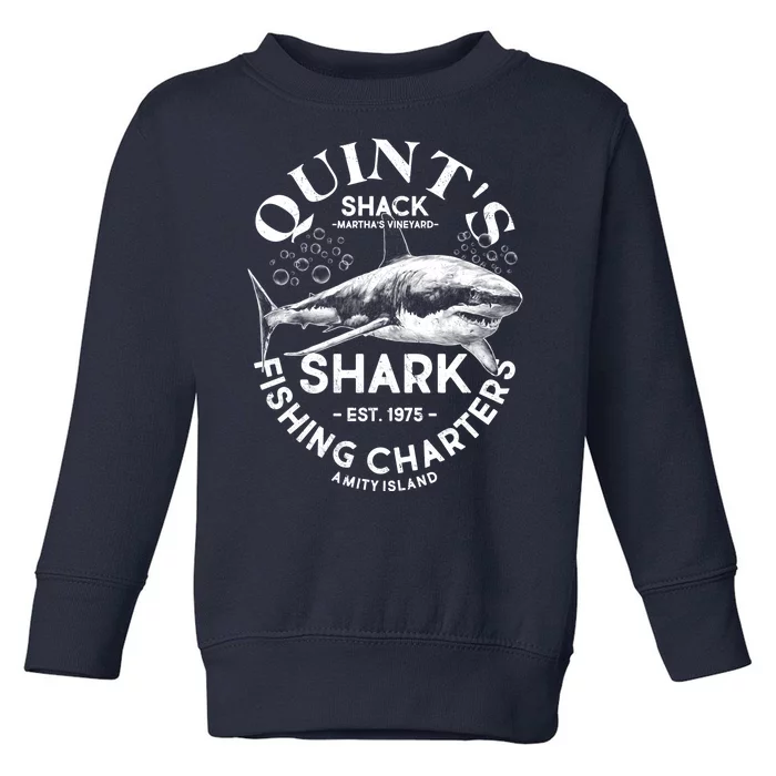 Vintage Quint's Shack Shark Fishing Charters Est 1975 Toddler Sweatshirt