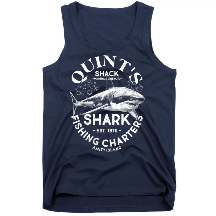 Vintage Quint's Shack Shark Fishing Charters Est 1975 Tank Top