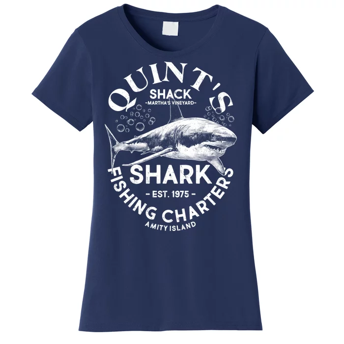 Vintage Quint's Shack Shark Fishing Charters Est 1975 Women's T-Shirt