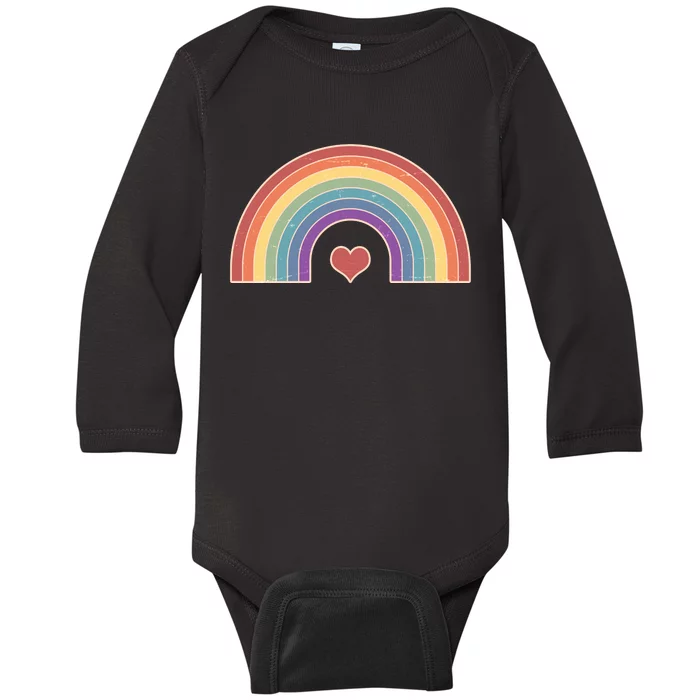 Vintage Rainbow Pride LGBTQ Baby Long Sleeve Bodysuit