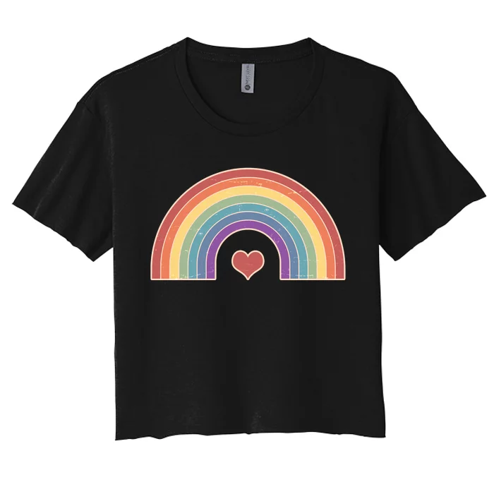 Vintage Rainbow Pride LGBTQ Women's Crop Top Tee