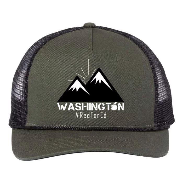 Vintage Red for Ed Washington State Mountains Retro Rope Trucker Hat Cap