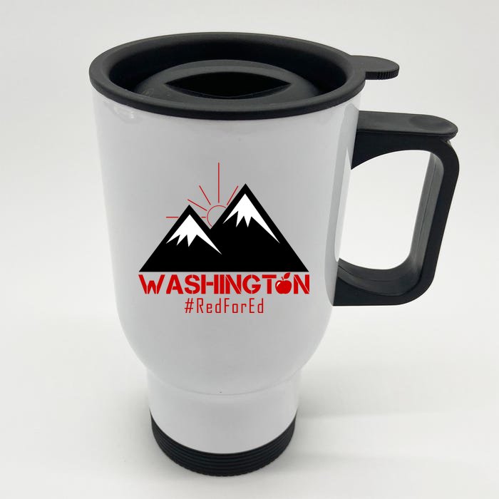 Vintage Red for Ed Washington State Mountains Front & Back Stainless Steel Travel Mug