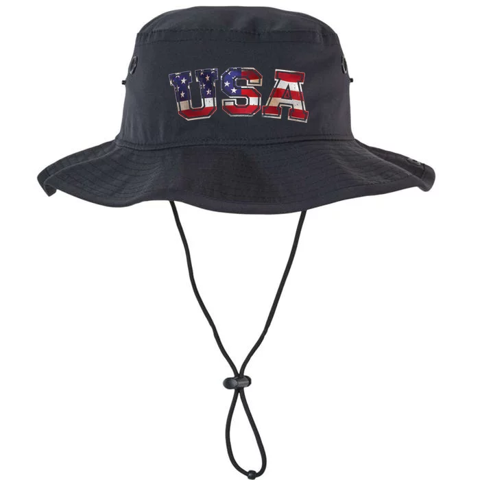 Vintage Red White And Blue USA Logo Legacy Cool Fit Booney Bucket Hat