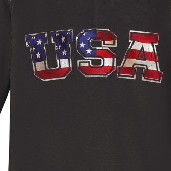 Vintage Red White And Blue USA Logo Baby Long Sleeve Bodysuit