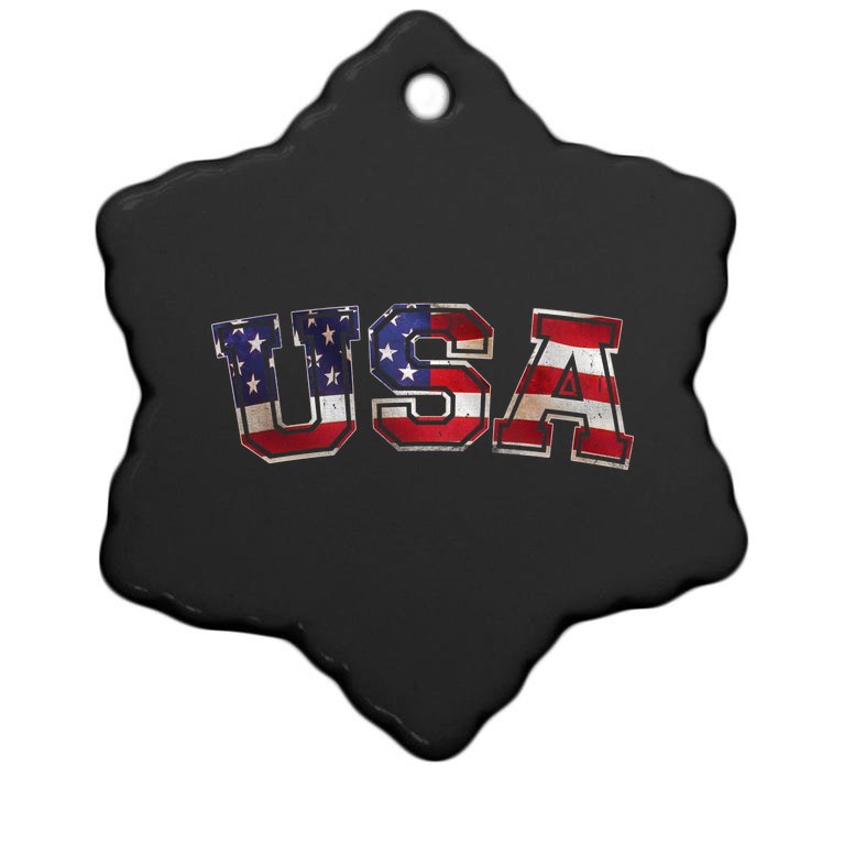 Vintage Red White And Blue USA Logo Christmas Ornament