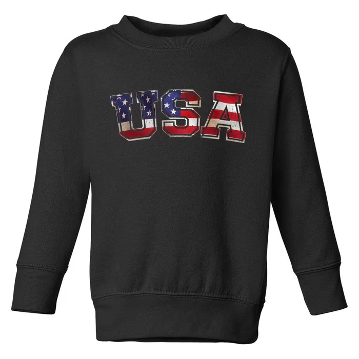 Vintage Red White And Blue USA Logo Toddler Sweatshirt