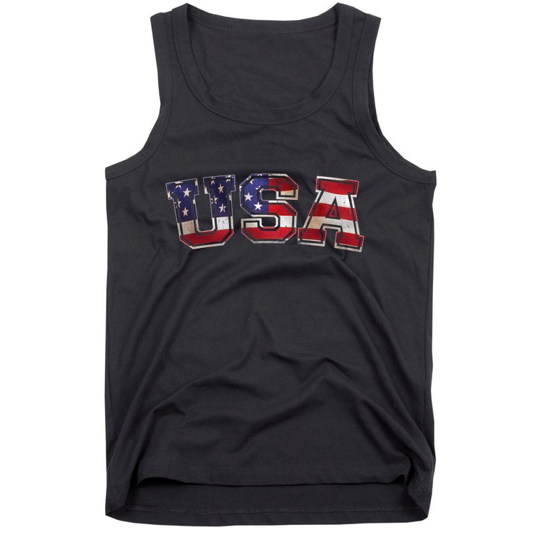 Vintage Red White And Blue USA Logo Tank Top