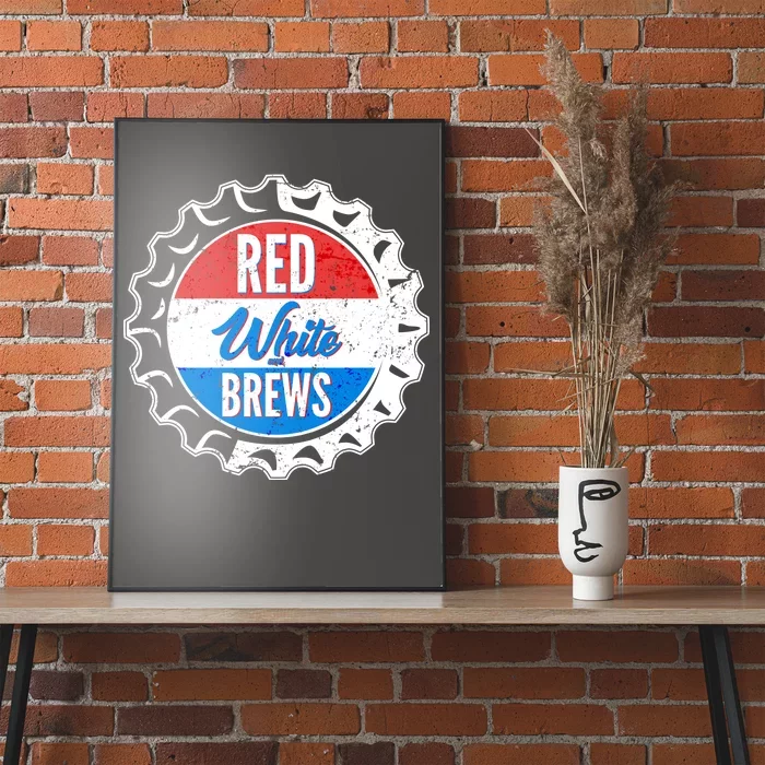 Vintage Red White and Brews Poster