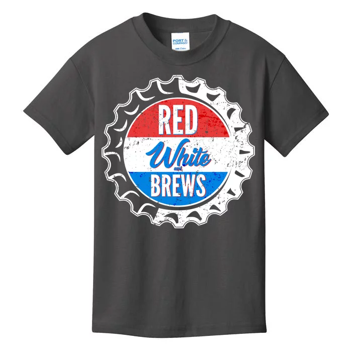 Vintage Red White and Brews Kids T-Shirt