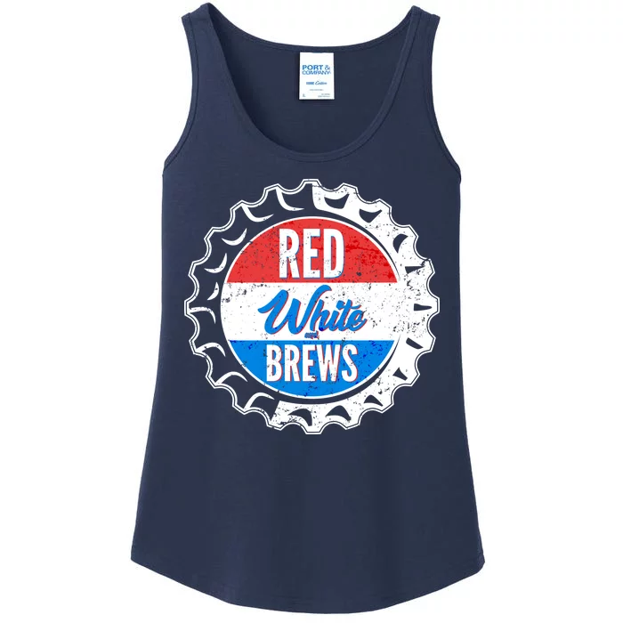 Vintage Red White and Brews Ladies Essential Tank